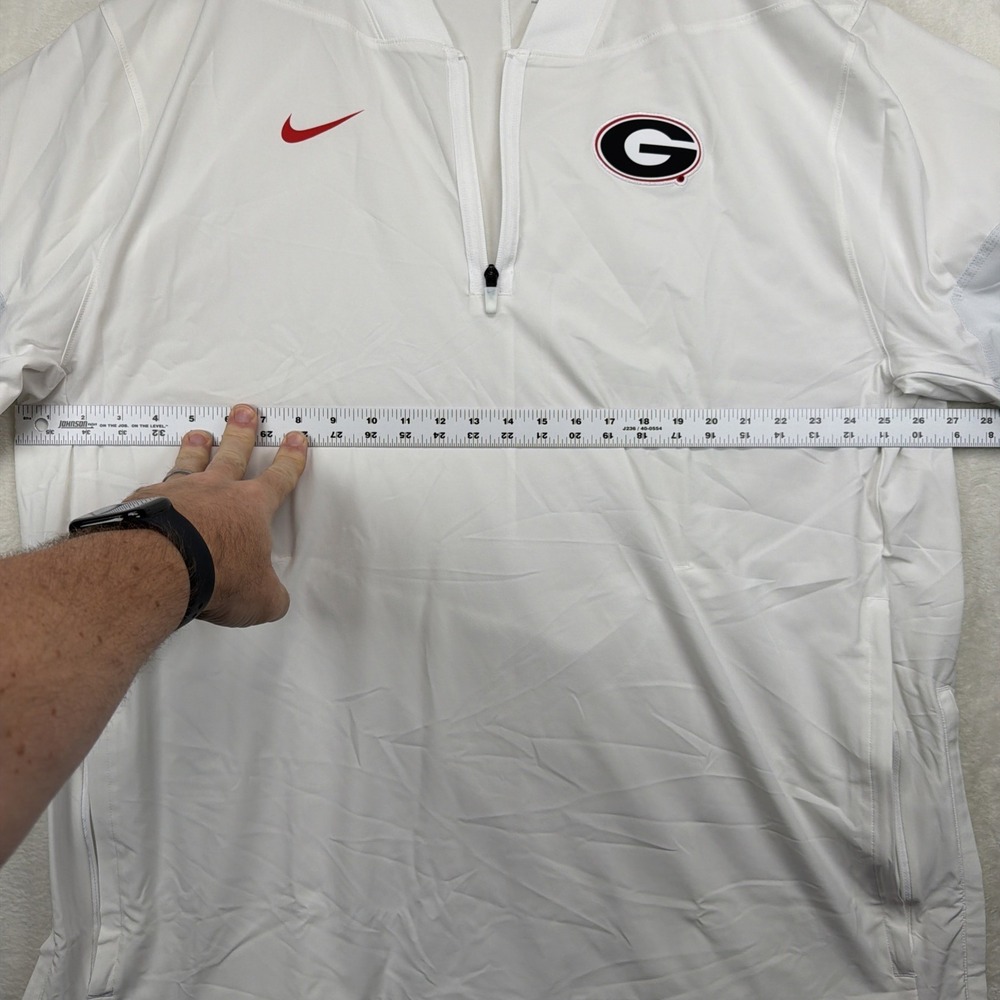 Georgia Bulldogs Nike Dri-FIT 1/4 Zip Pullover Men's XXL White Short Sleeve - Picture 5 of 11